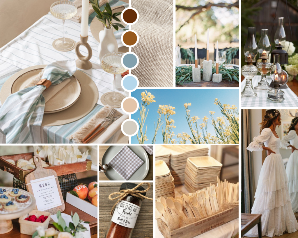 light and airy bbq wedding moodboard