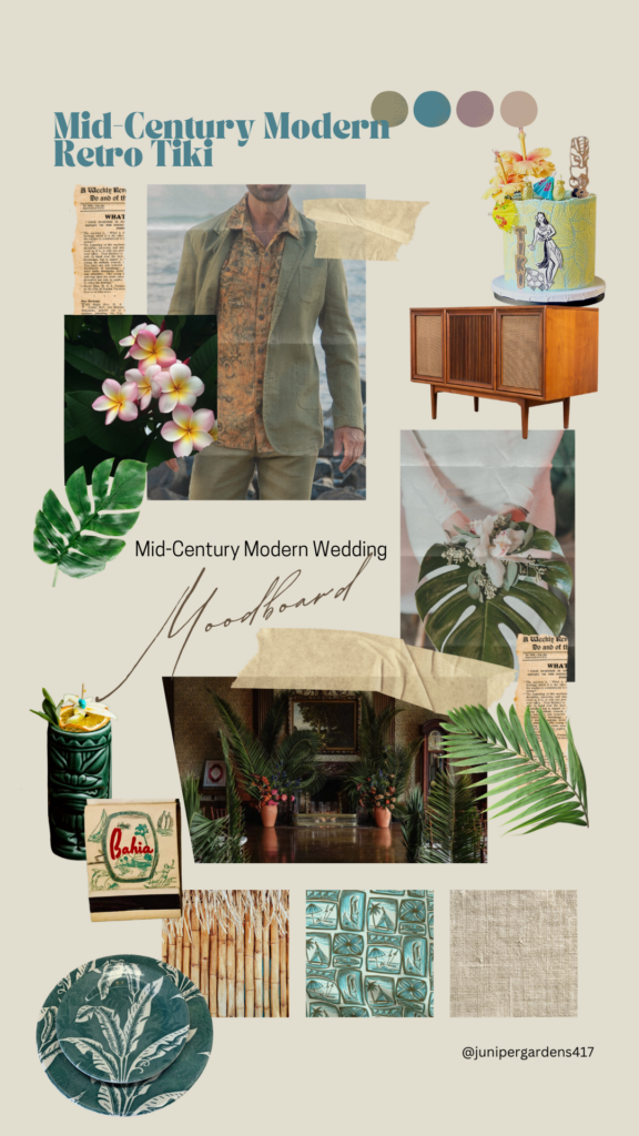 mid century modern wedding inspiration for retro tiki styles